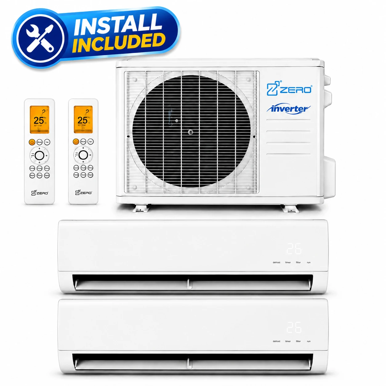Zero 2 Zone Ductless Heat Pump 9K 9K