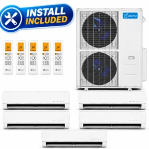 Zero 53000 BTU 5-zone ductless heat pump with five indoor units