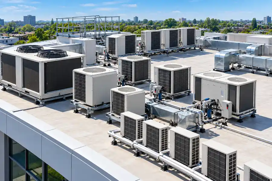 Commercial HVAC rooftop system installation by Jimmy HVAC