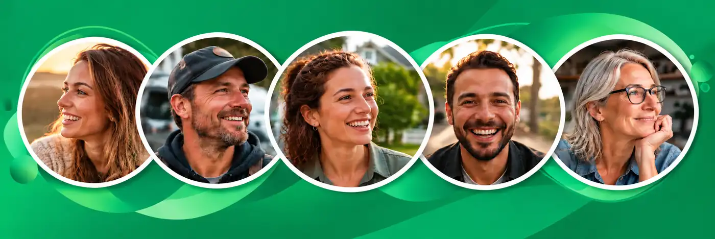 Happy homeowners represented in the Jimmy HVAC customer trust banner